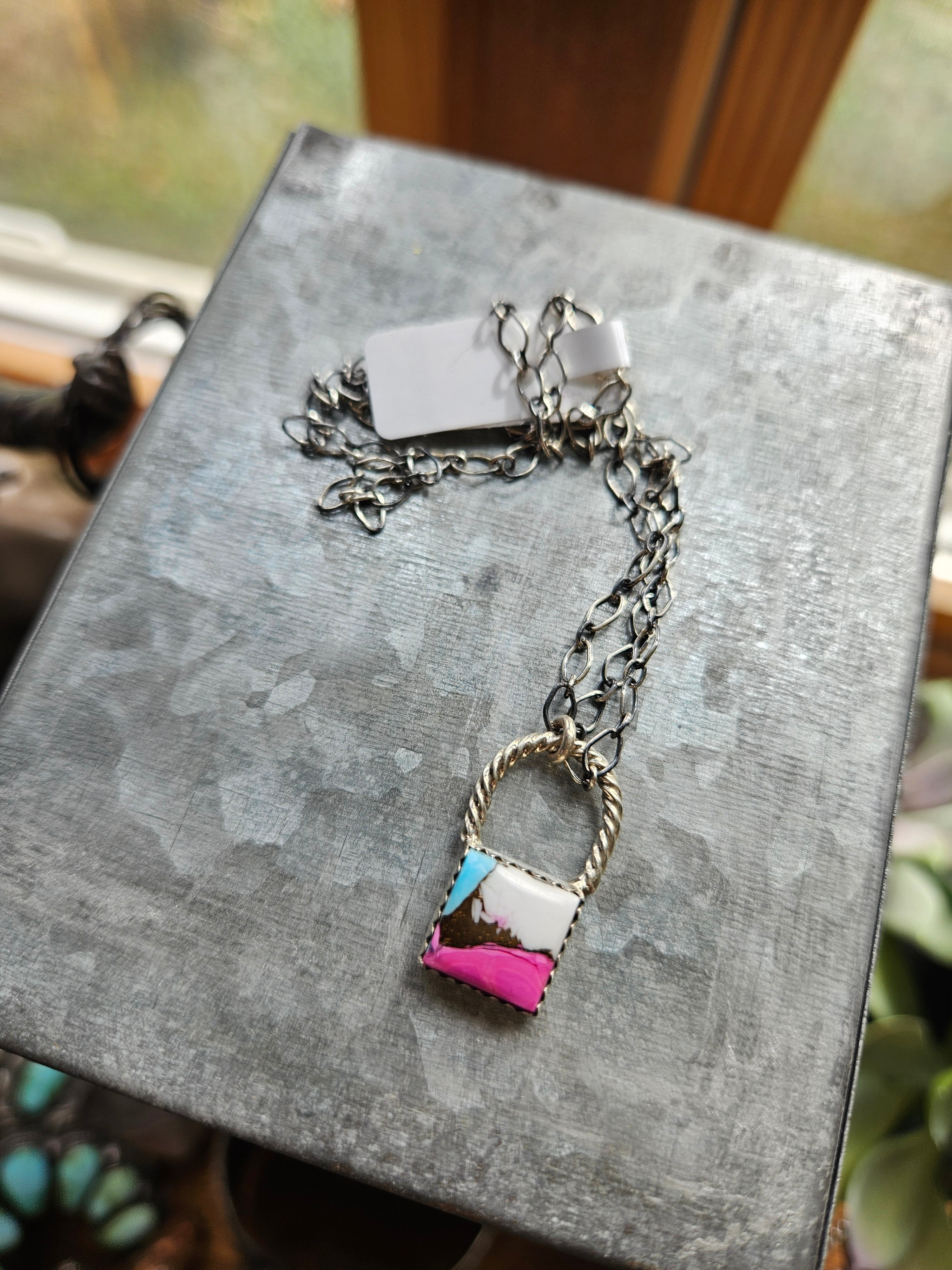 Pink Cotton Candy Lock Necklace
