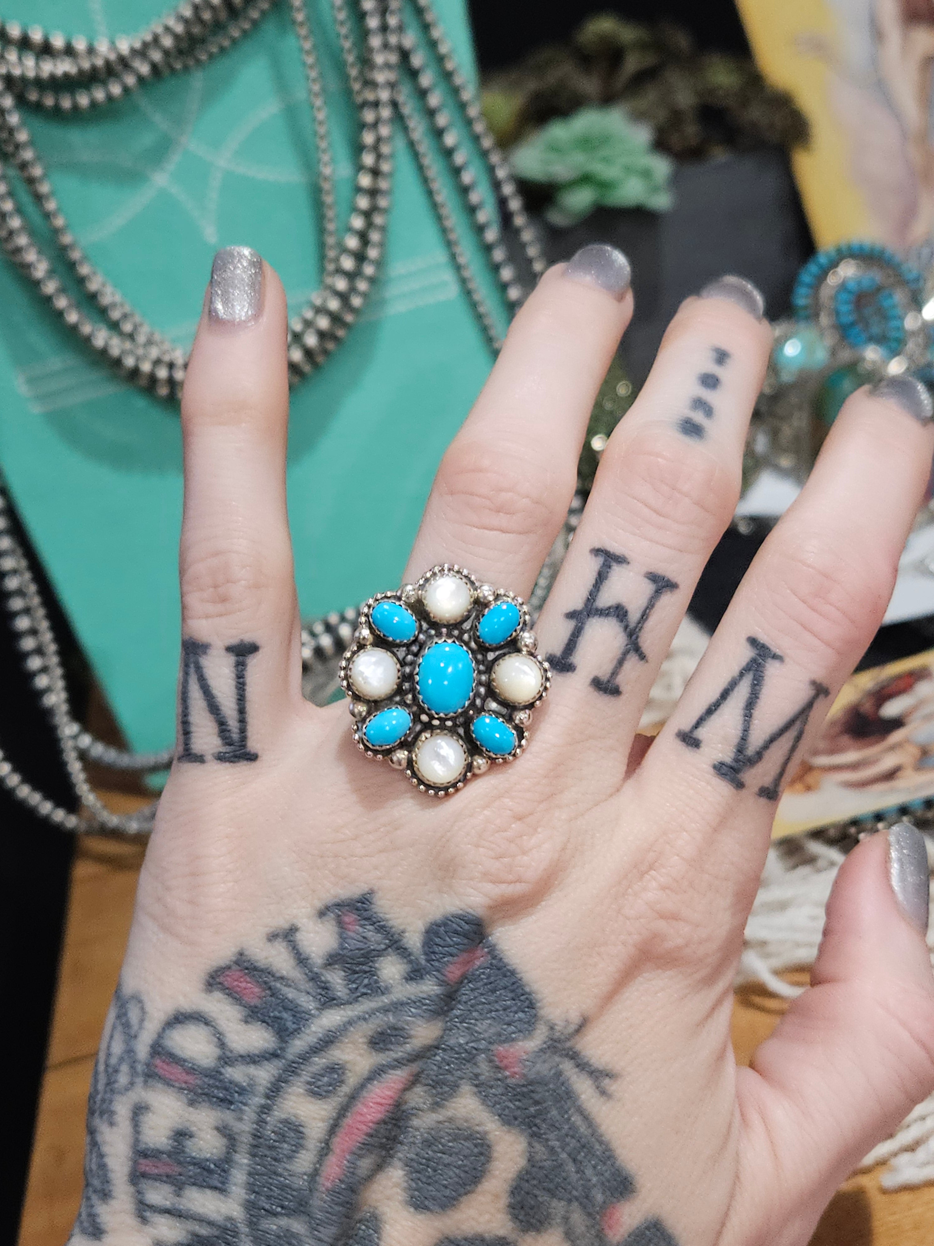 Turquoise and Mother of Pearl Ring