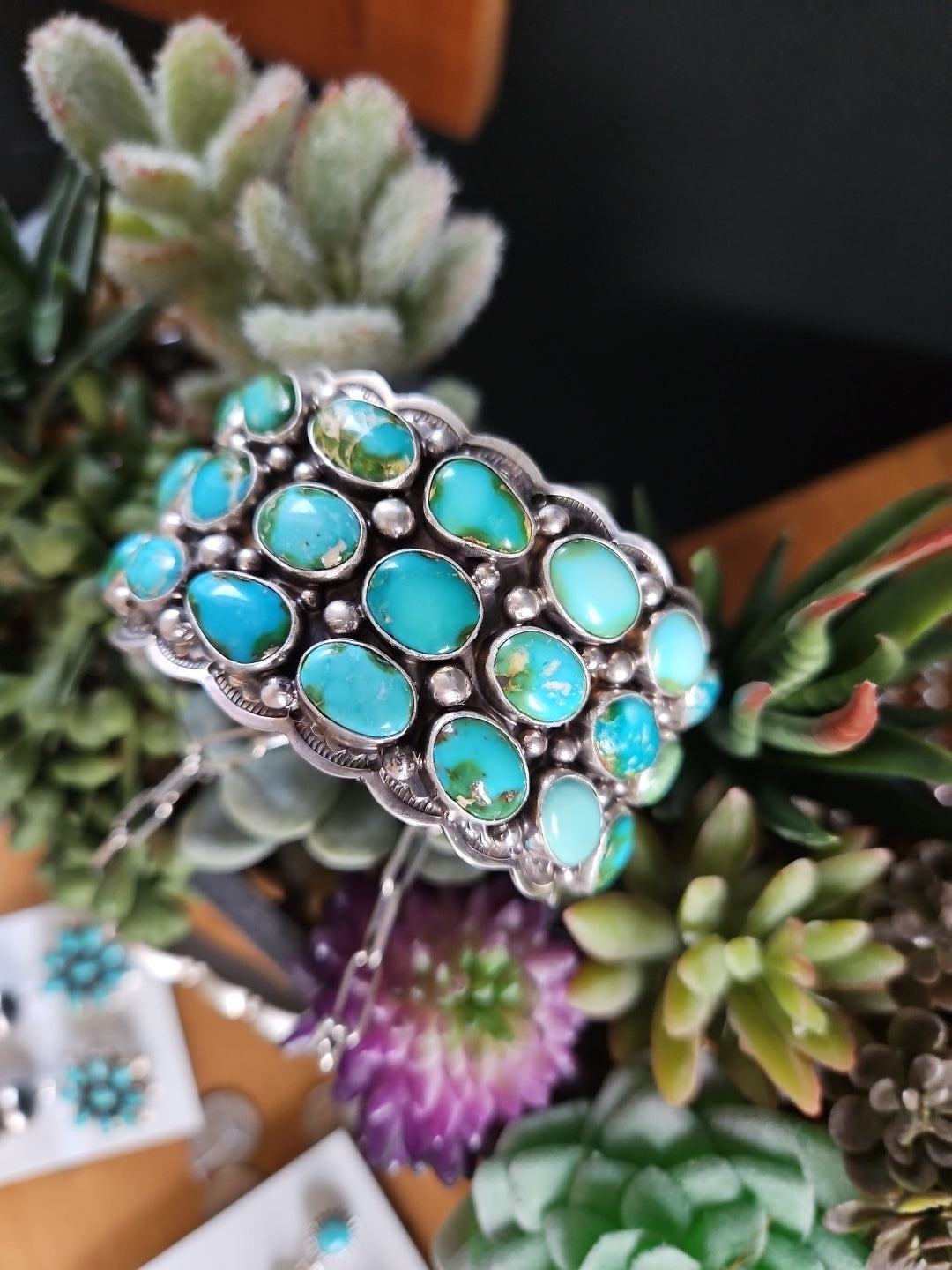 Blues Sonoran Gold Turquoise Ombre Statement Cuff