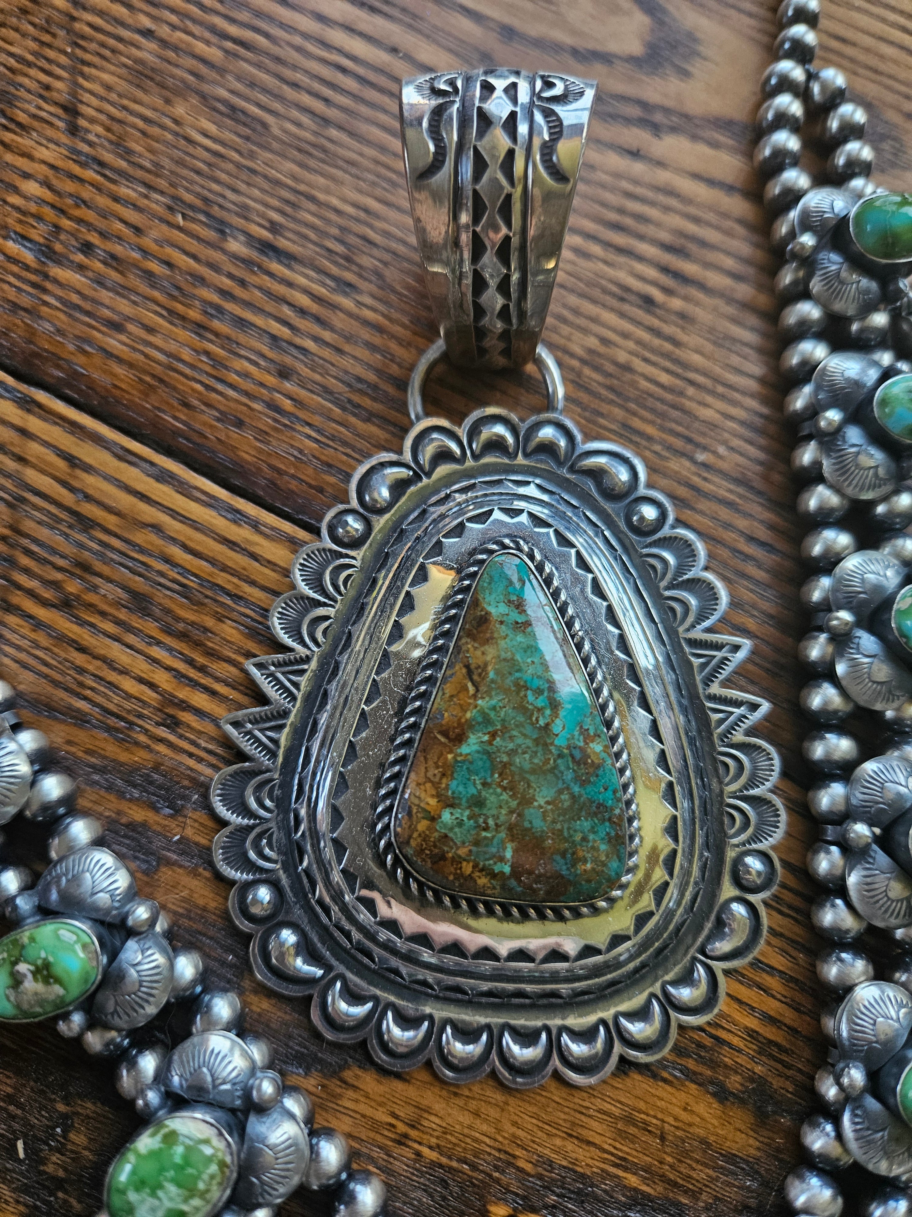 Turquoise Concho Statement Pendant