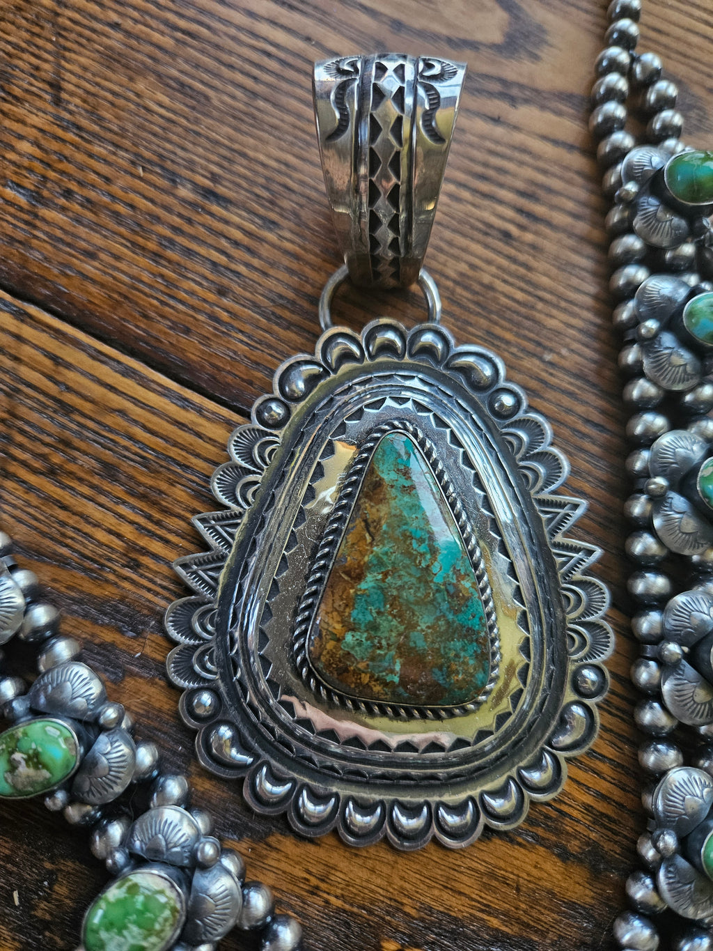 Turquoise Concho Statement Pendant