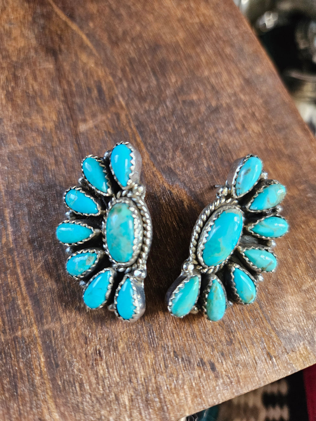 Turquoise Half Cluster Earrings