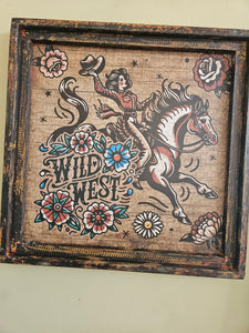 Wild West Cowgirl Sign 20x20