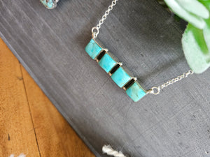 Turquoise Squares Bar Necklace