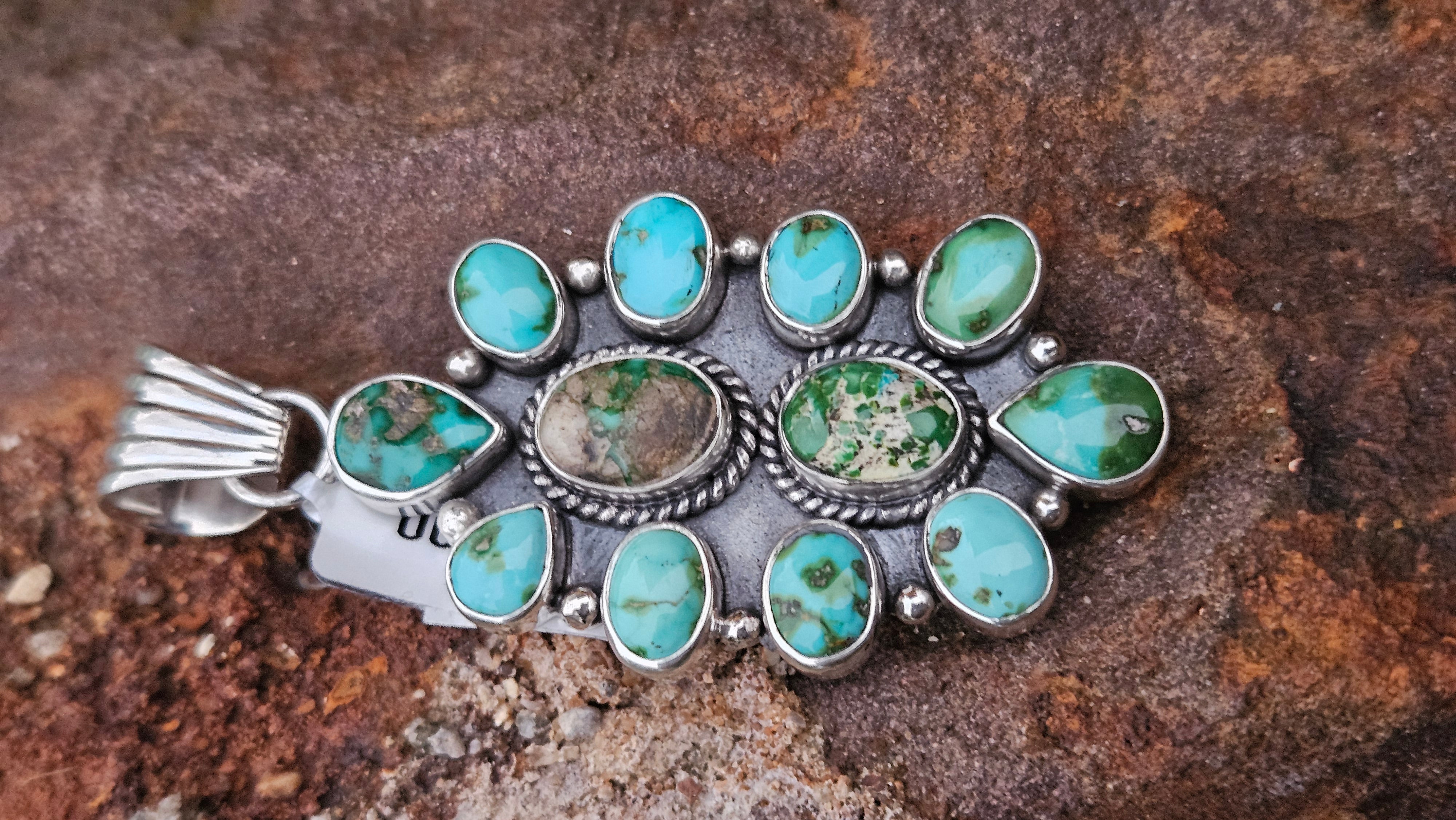 Pretty Sonoran Gold Turquoise Cluster Pendant