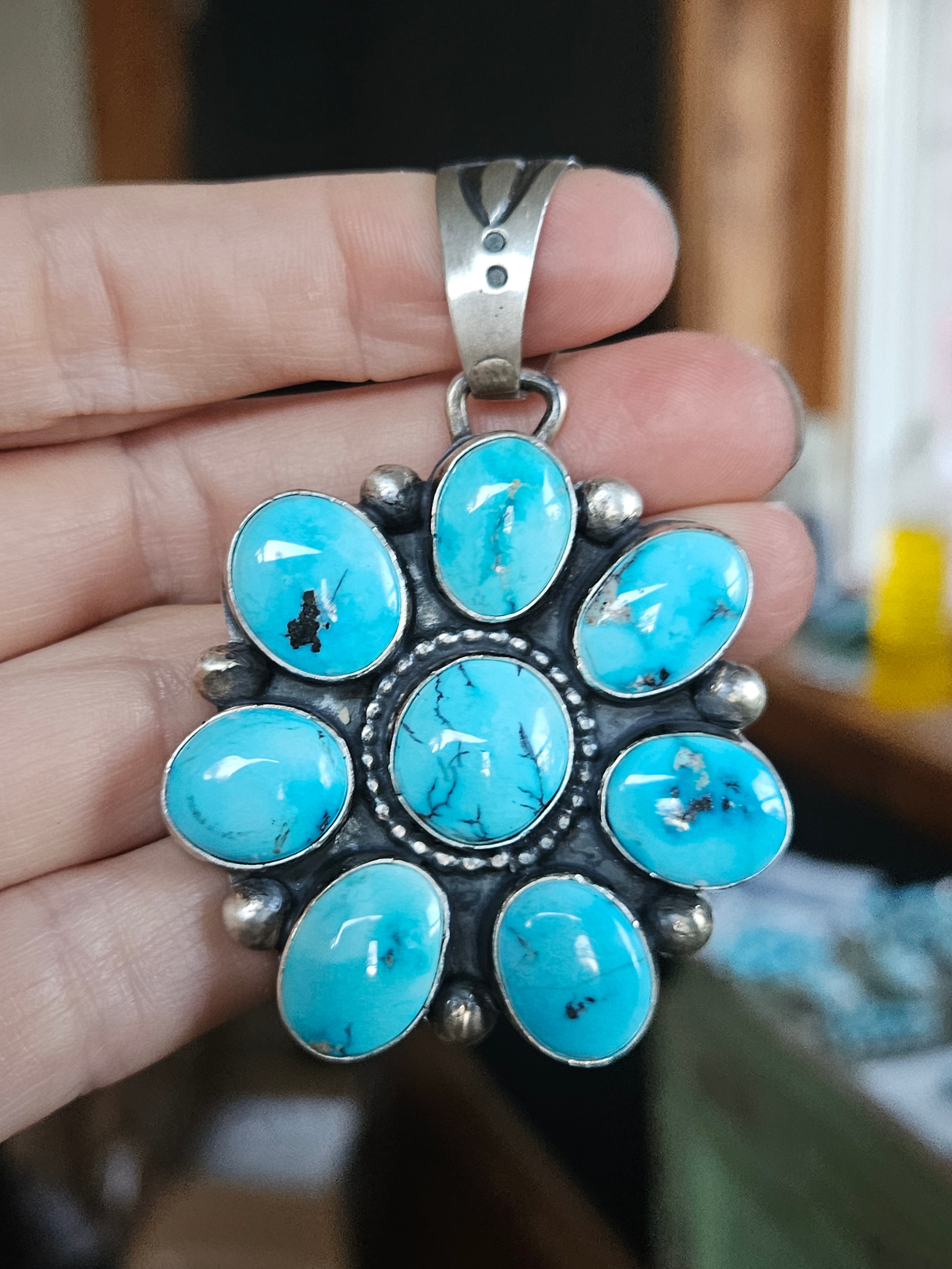 Golden Hills Turquoise Cluster Pendant
