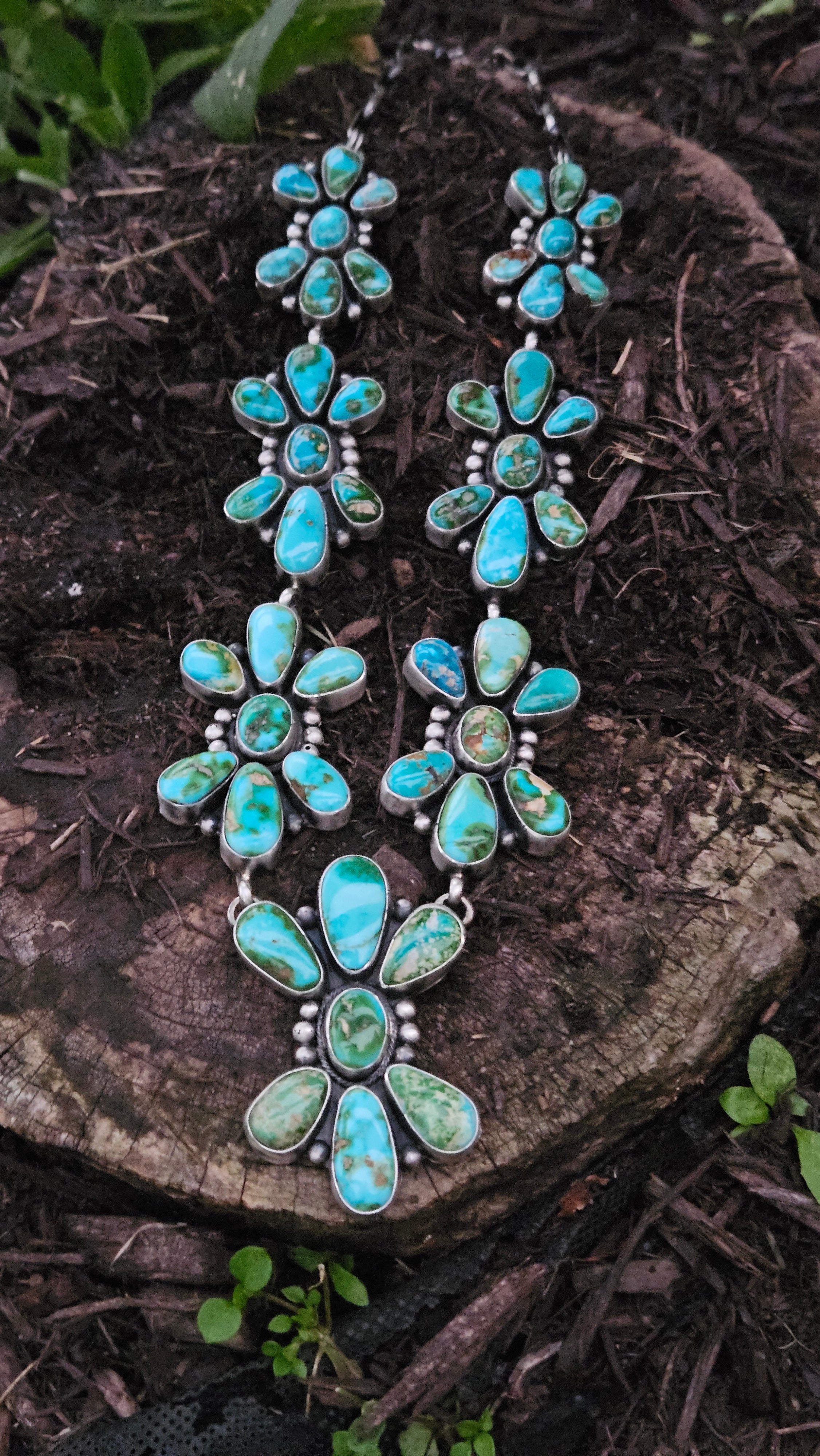 Turquoise Rainbow Cluster Statement Necklace