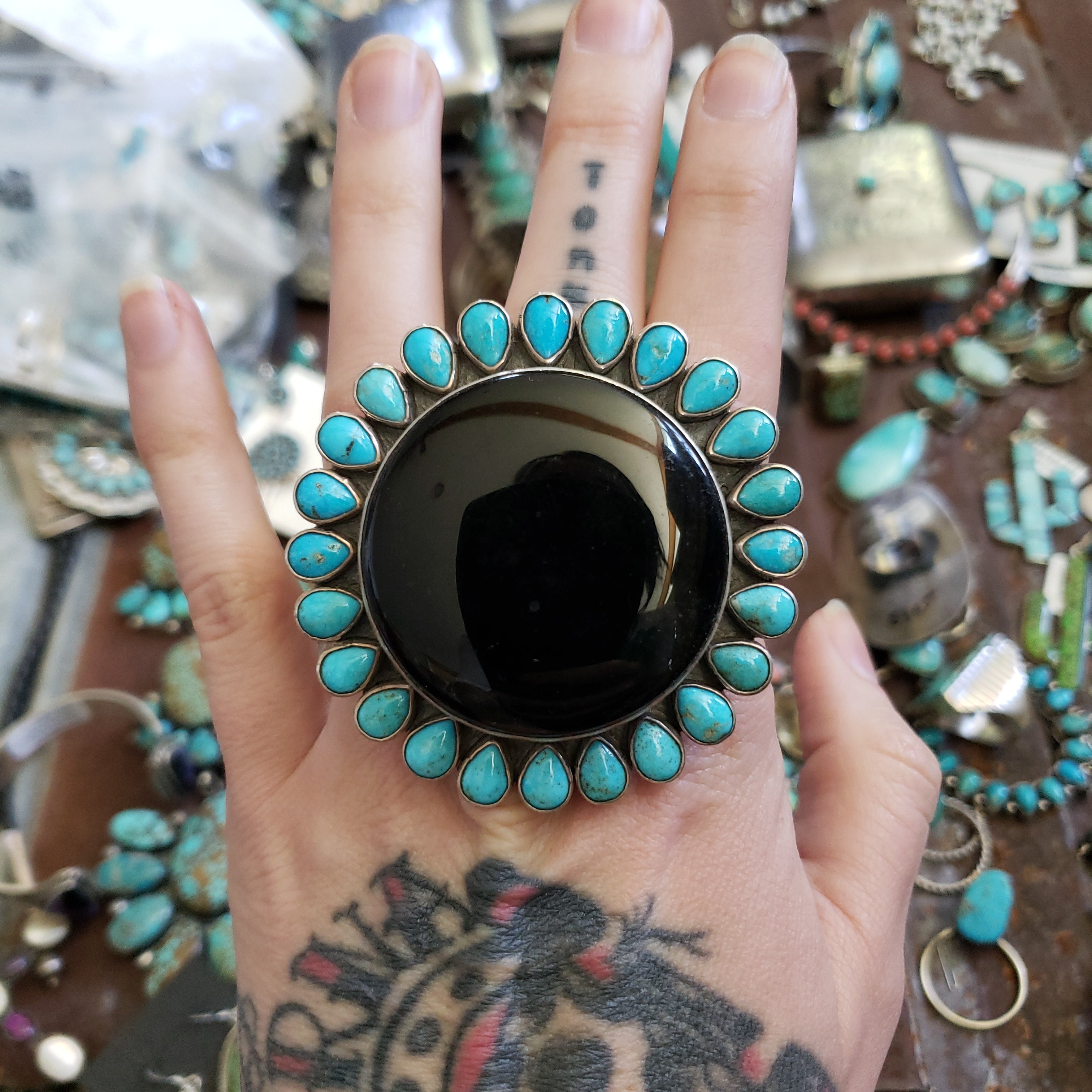 Federico Onyx and Turquoise Statement Ring