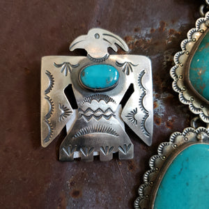 Sterling Turquoise Thunderbird Pin/Pendant