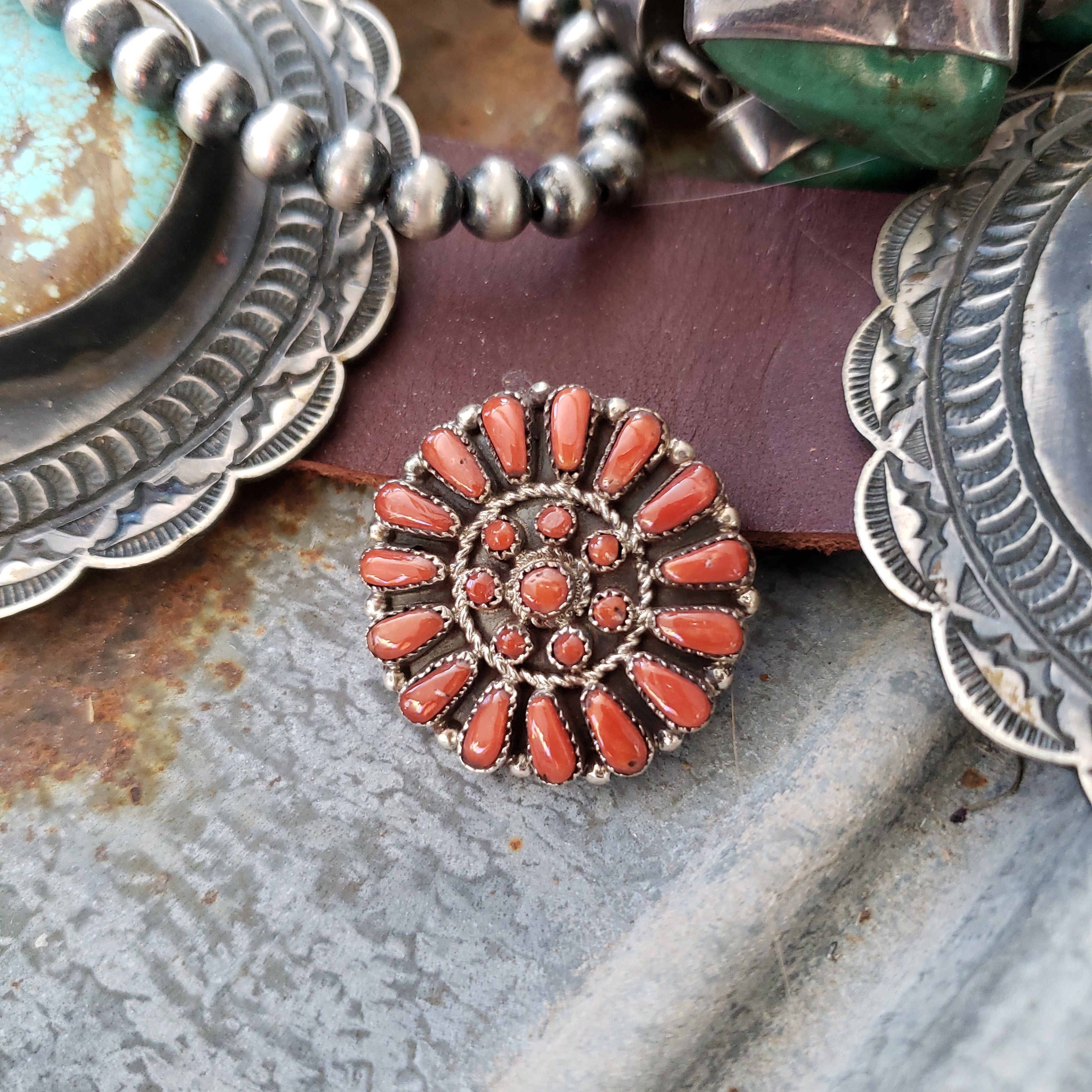 Coral Sterling Pin/Pendant Combo SALE