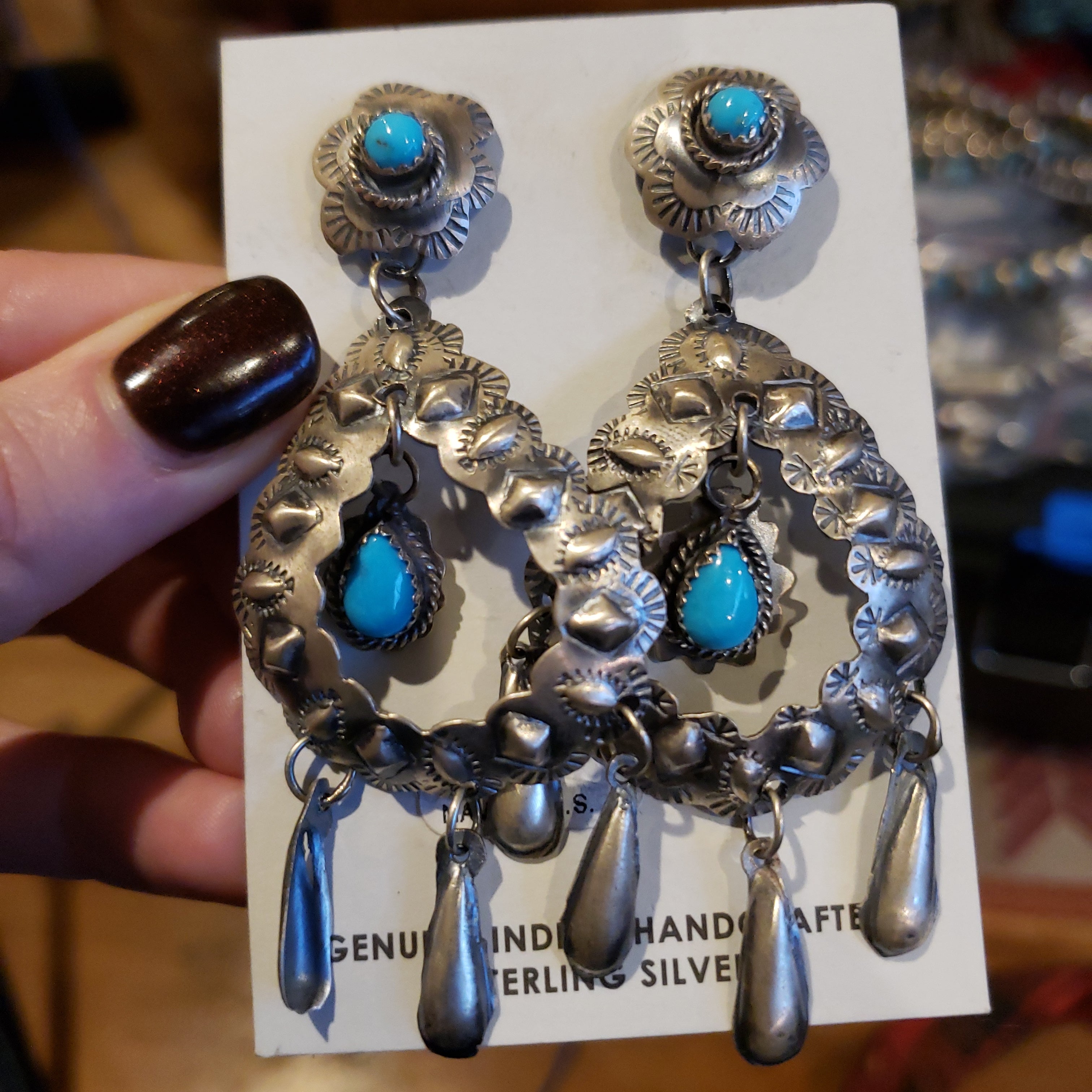 Repousse Sterling Tear Drop Earrings