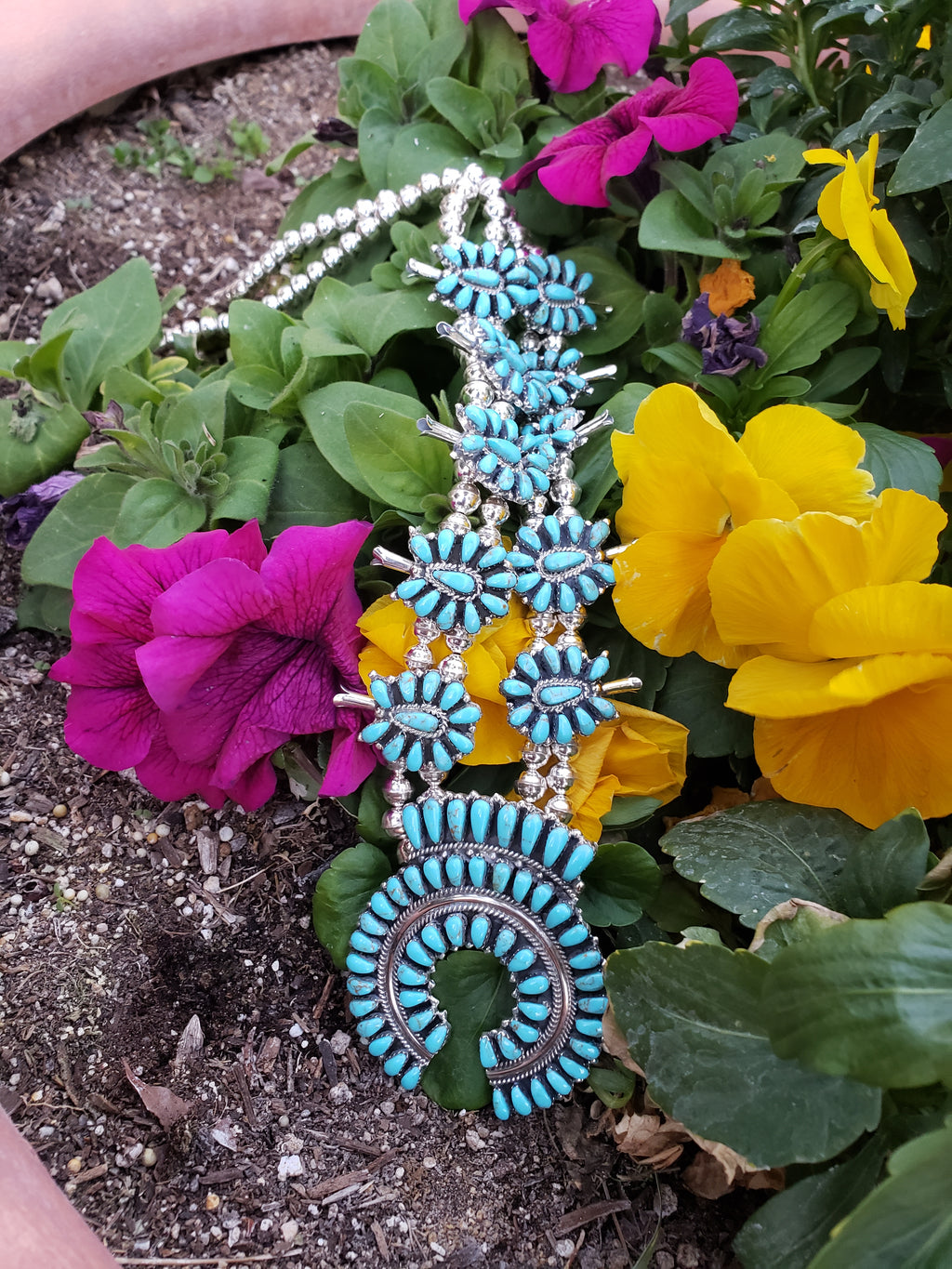 Turquoise Squash Blossom Necklace Set