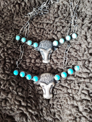 THICK sterling longhorn necklace SALE