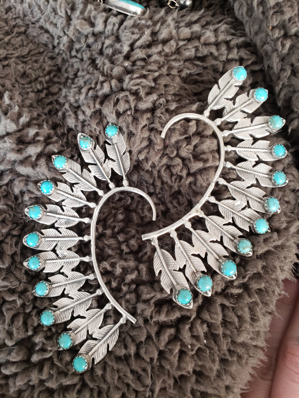 Turquoise Feather Ear Climber