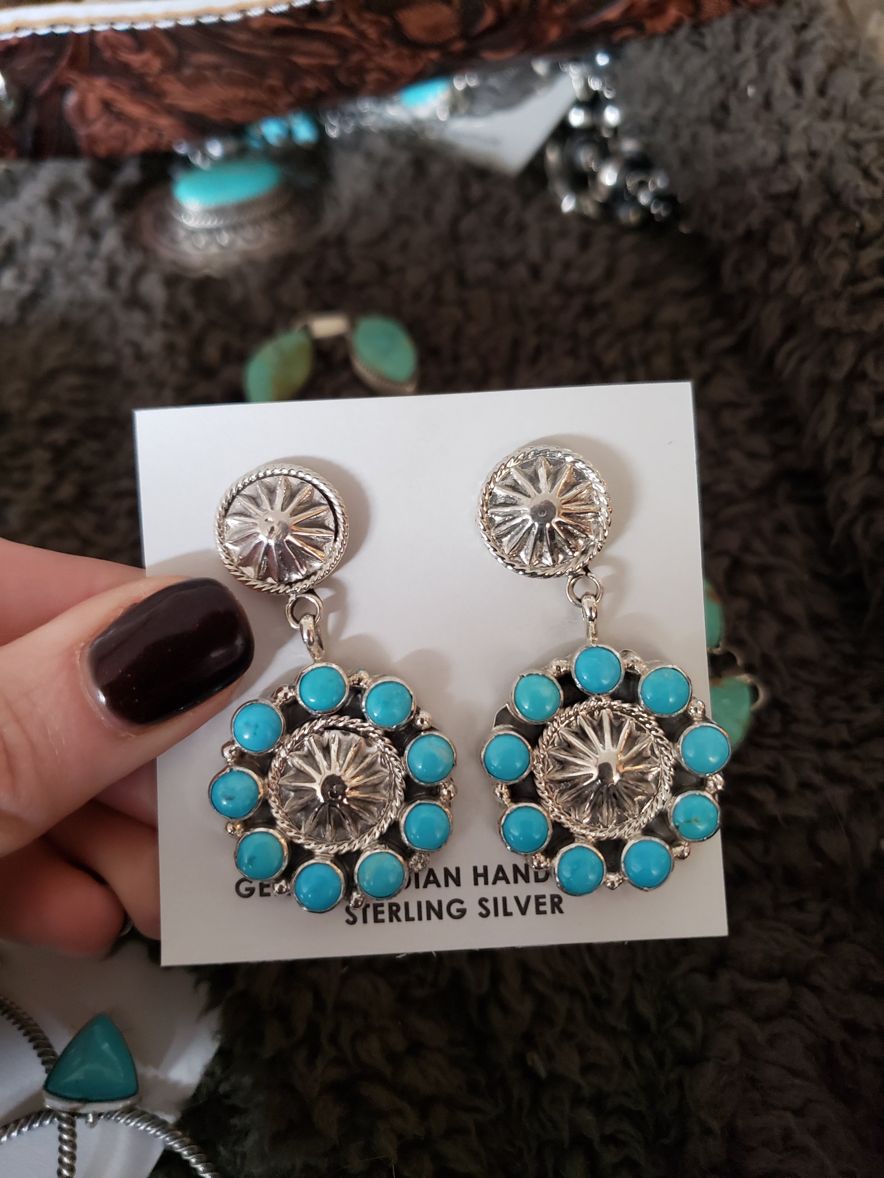 Turquoise Concho Earrings