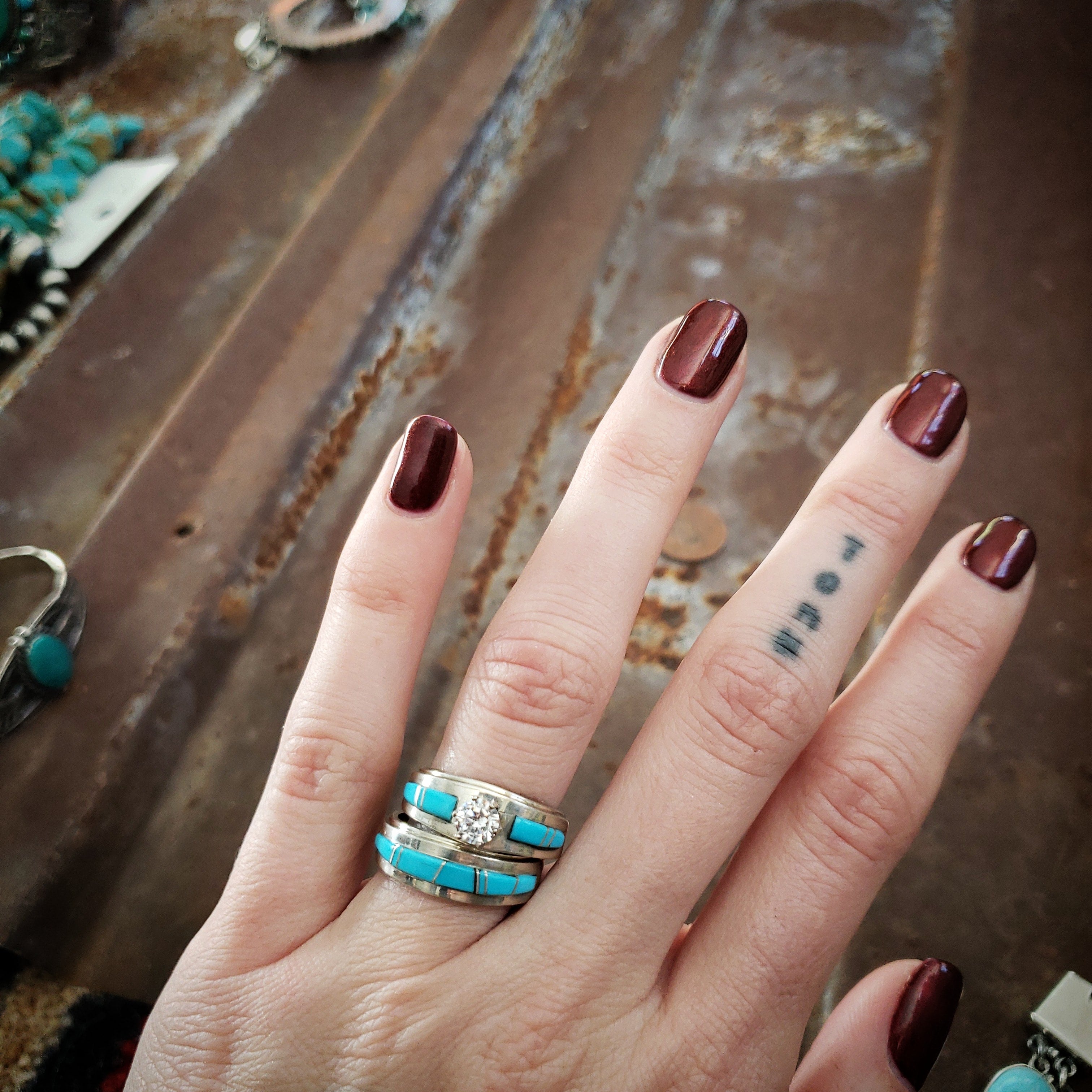 Turquoise Wedding Ring Set