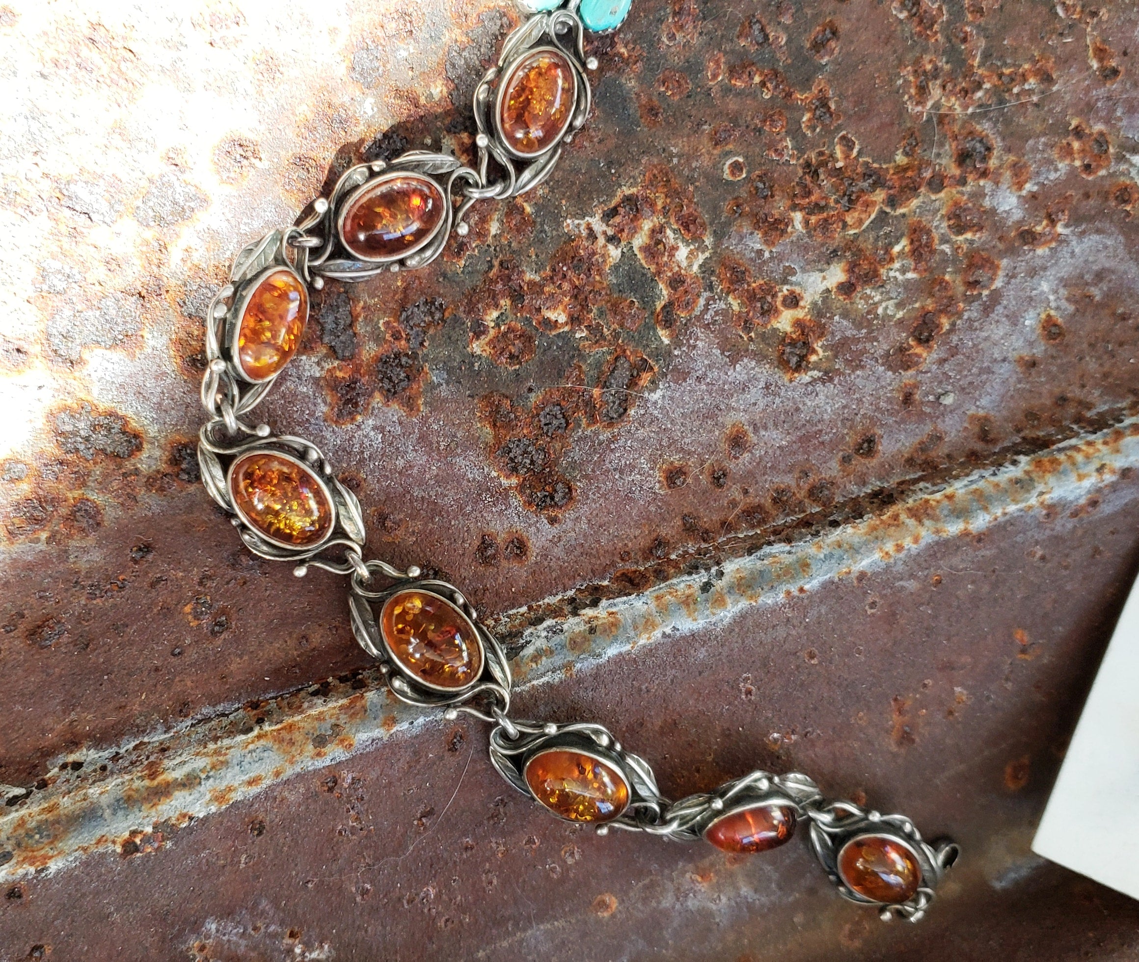 Vintage Amber Link Bracelet SALE