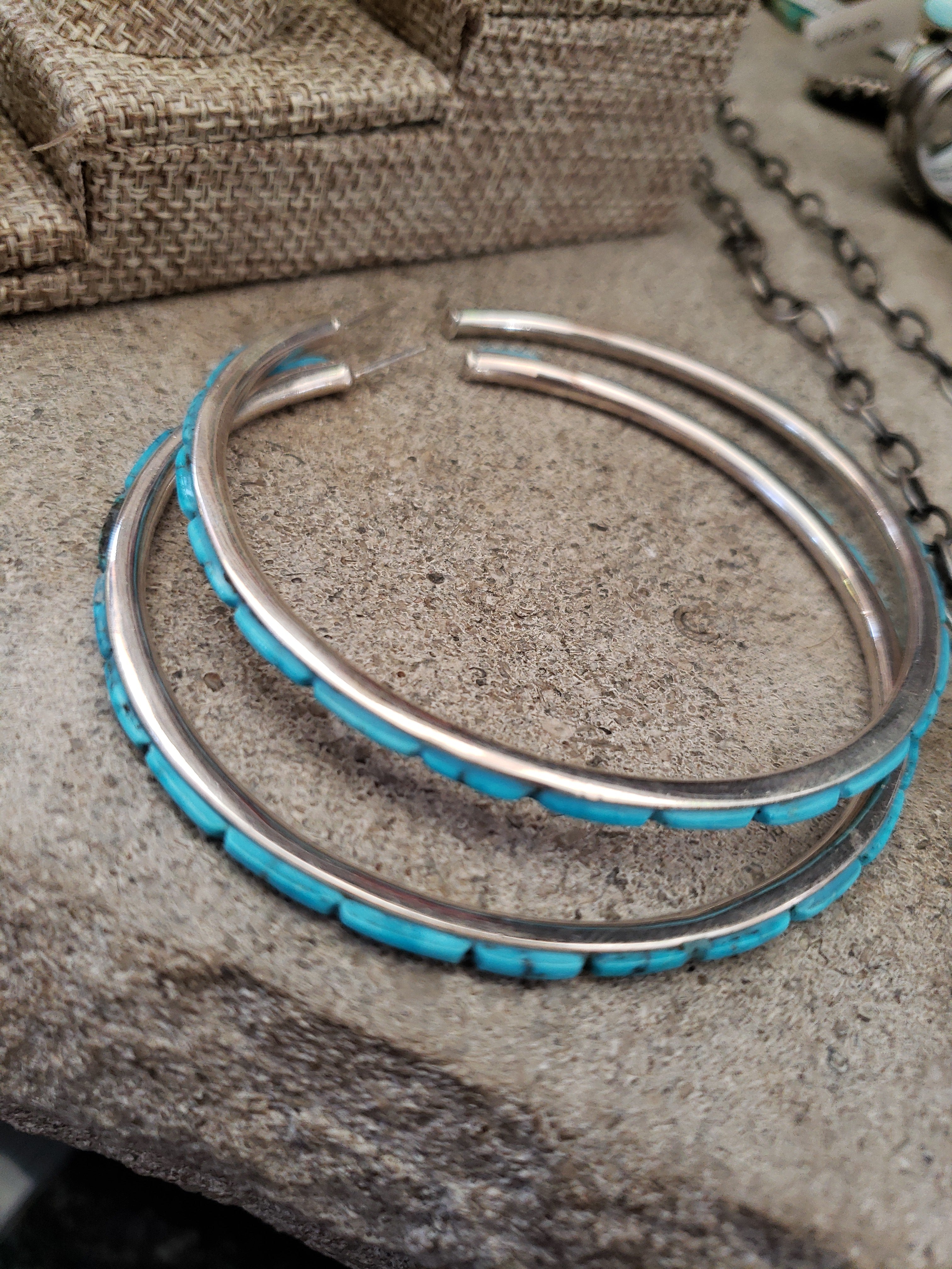 Huge Turquoise Hoop Earrings by Federico