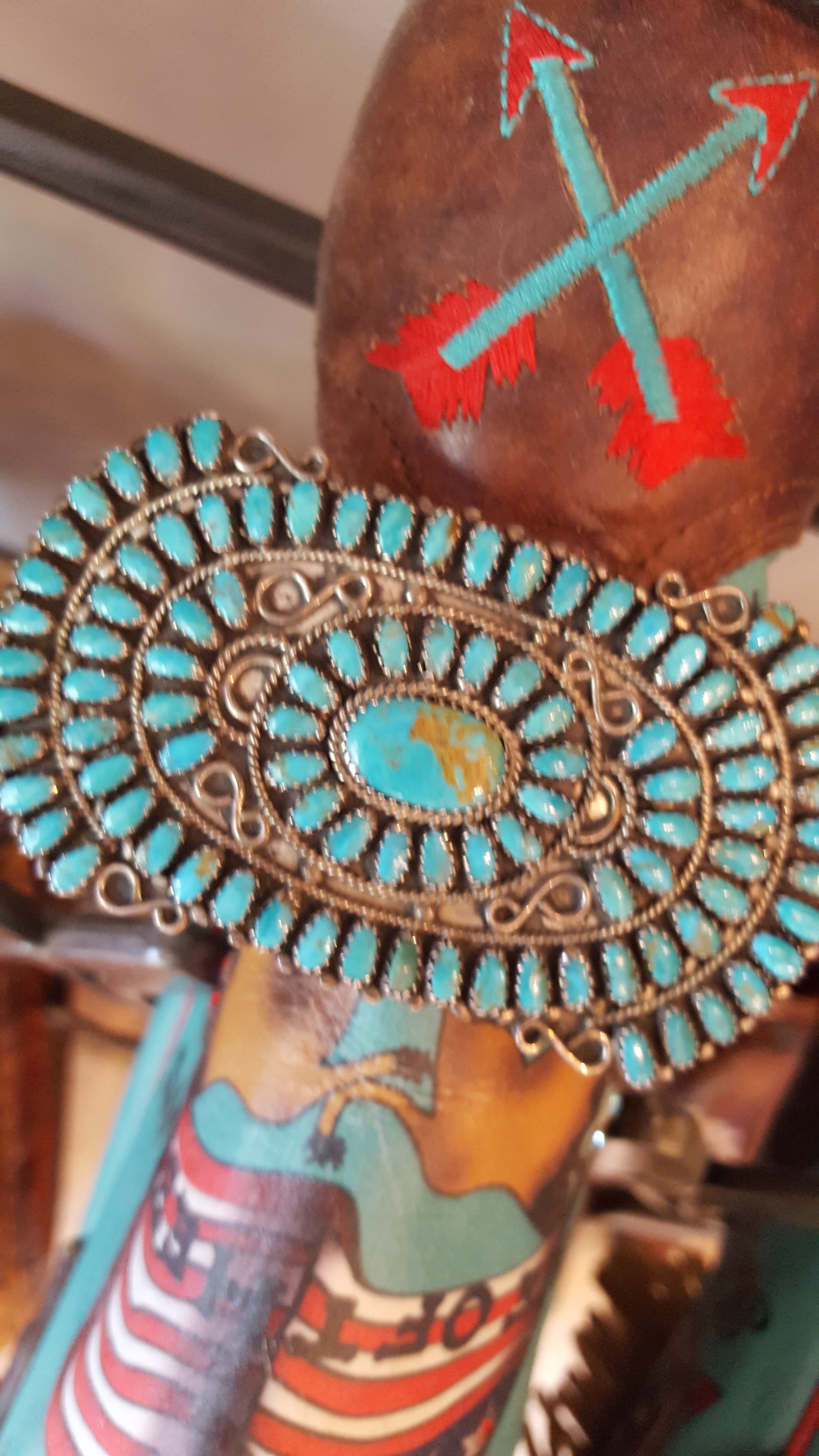 Big Vintage Turquoise Barrette