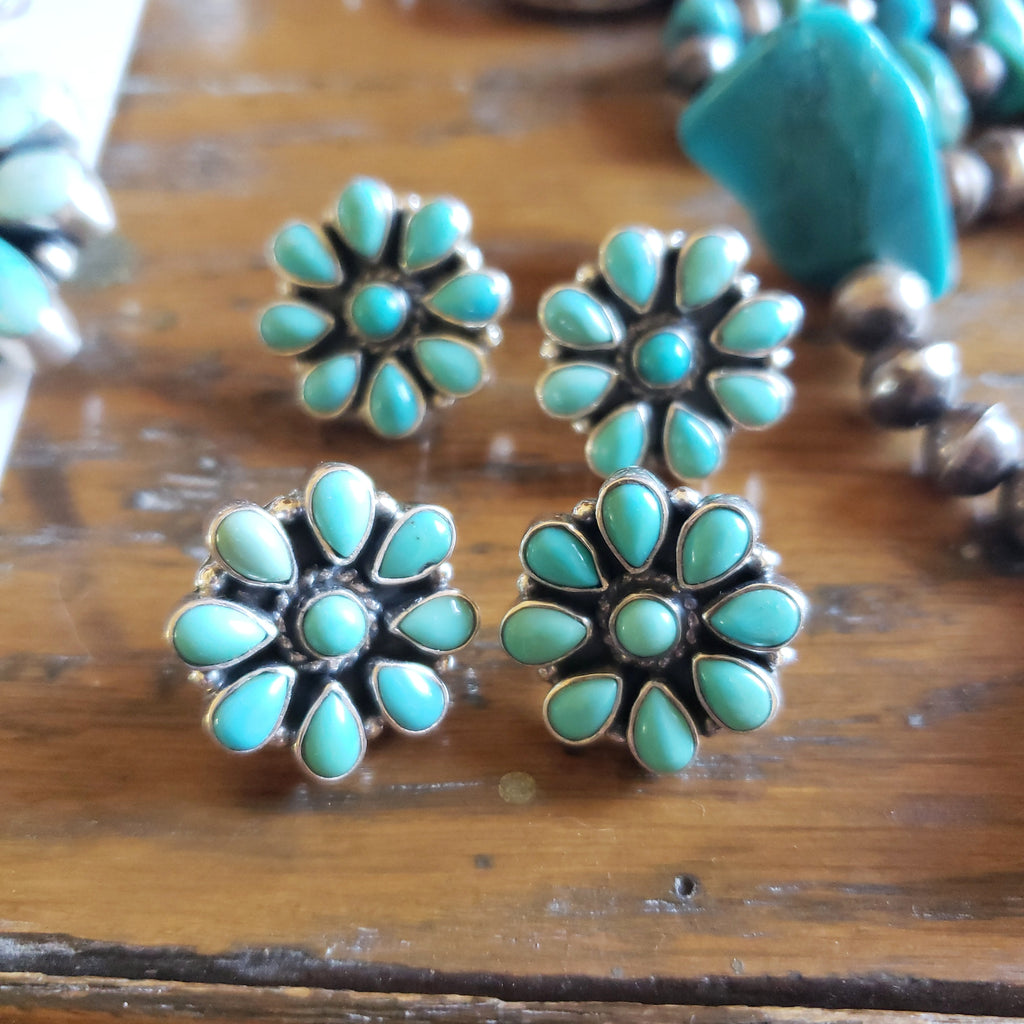 Turquoise Cluster Post Earrings