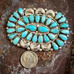 Signed Turquoise Cluster Pin