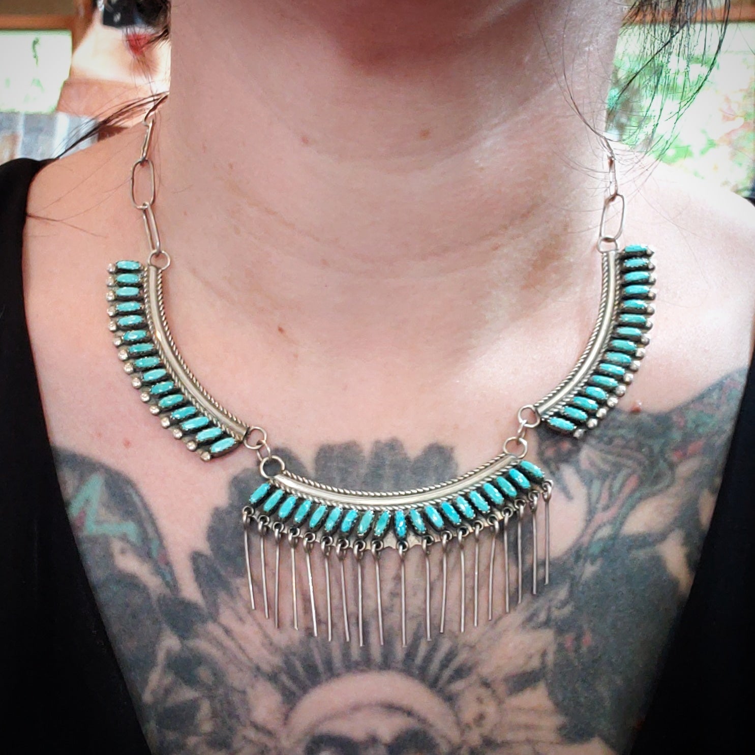 Vintage Turquoise Petit Point Necklace