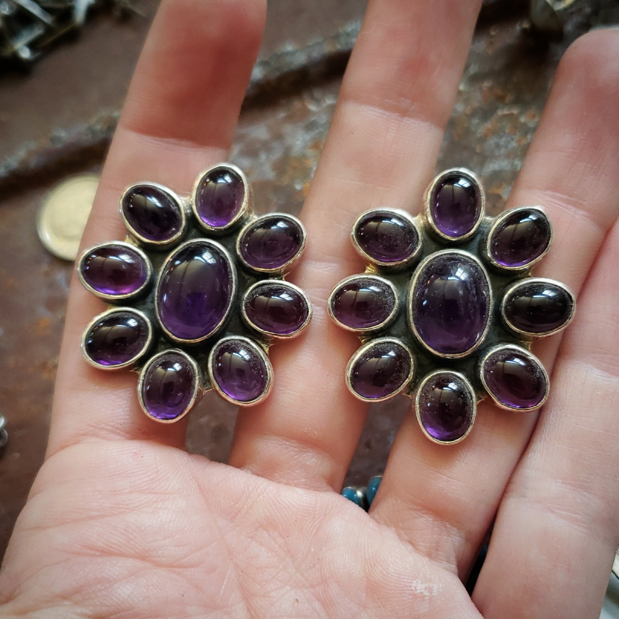 SALE Purple Federico Cluster Earrings