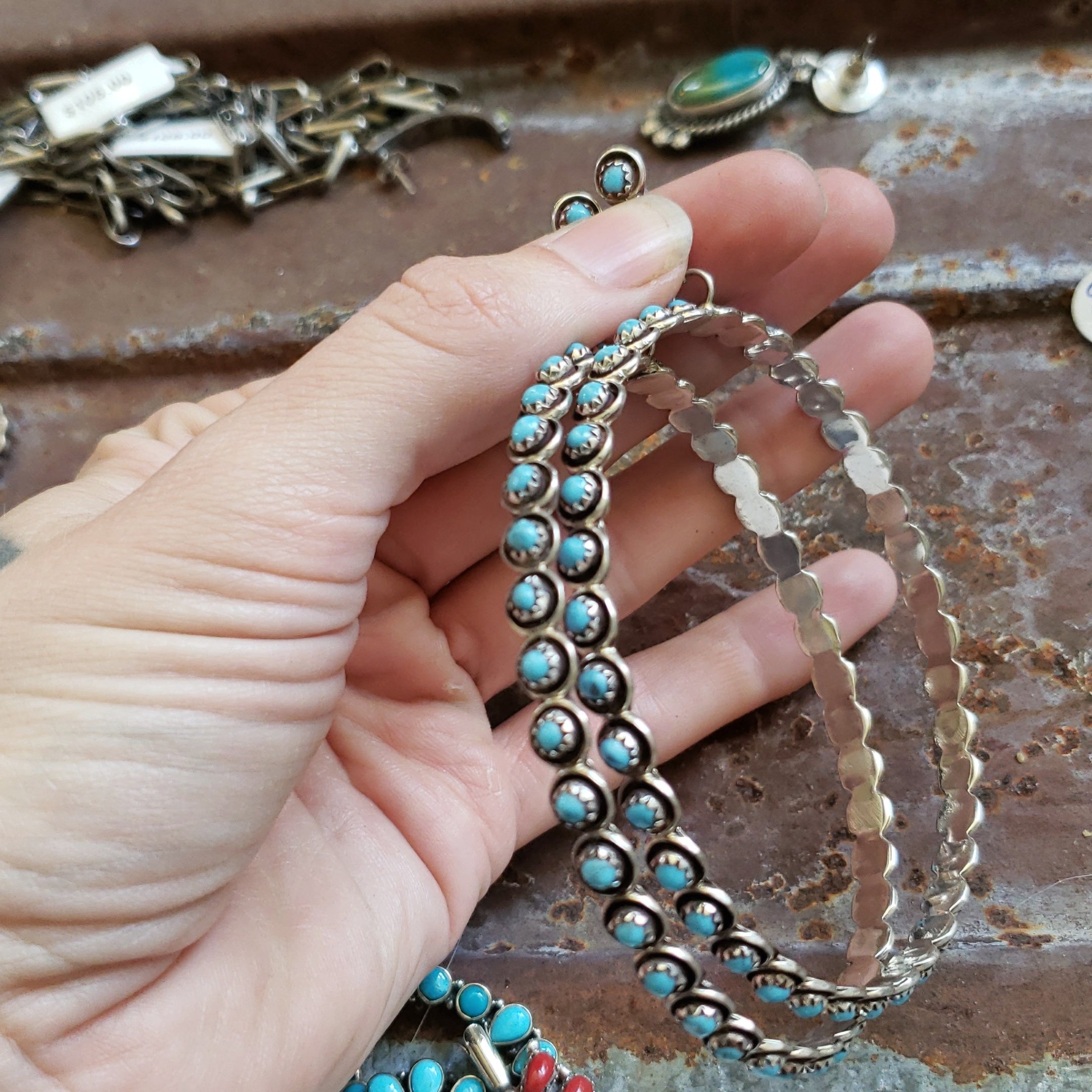 Huge Lightweight Turquoise Hoop Earrings