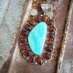 Turquoise and Amber Statement Pendant