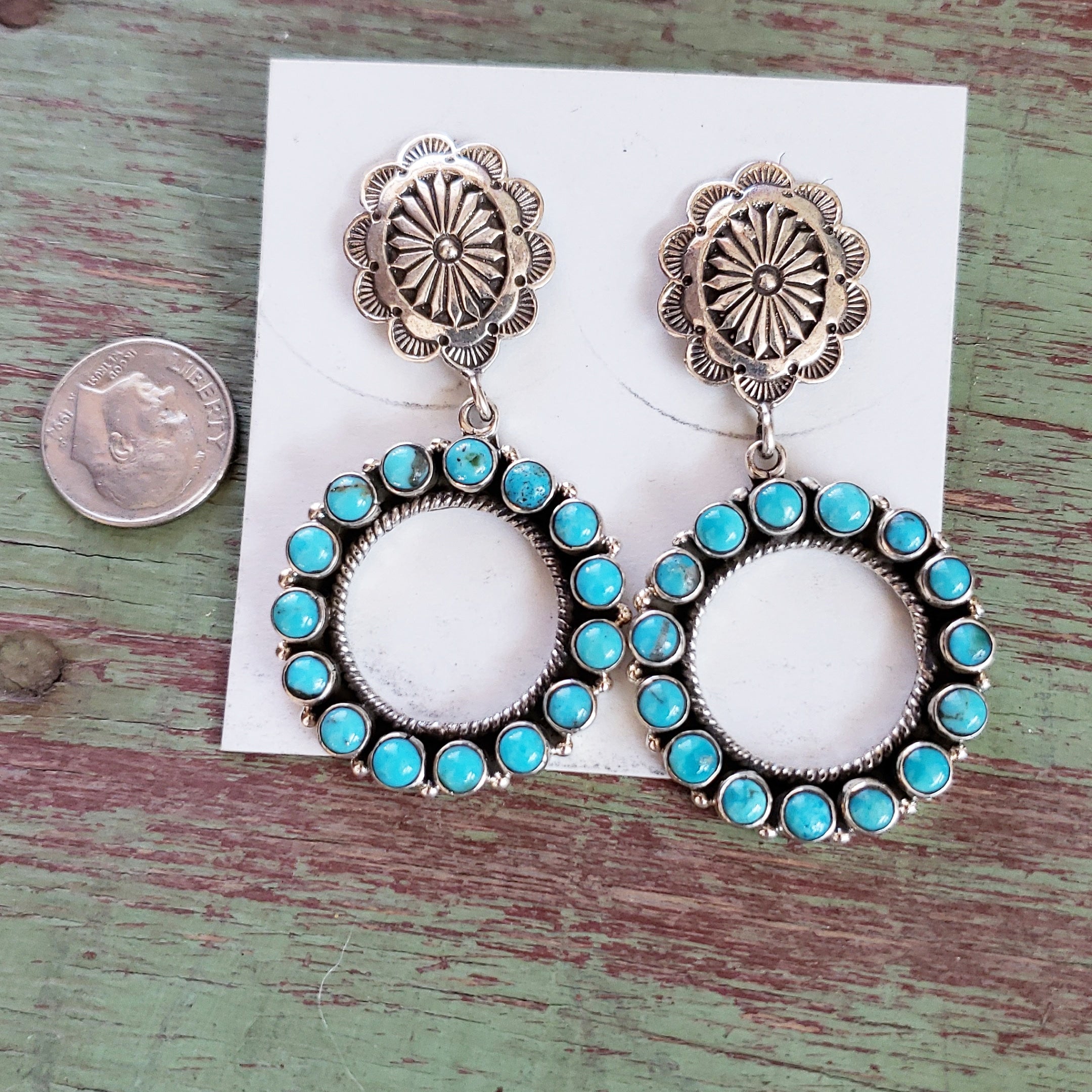 Turquoise Concho Earrings