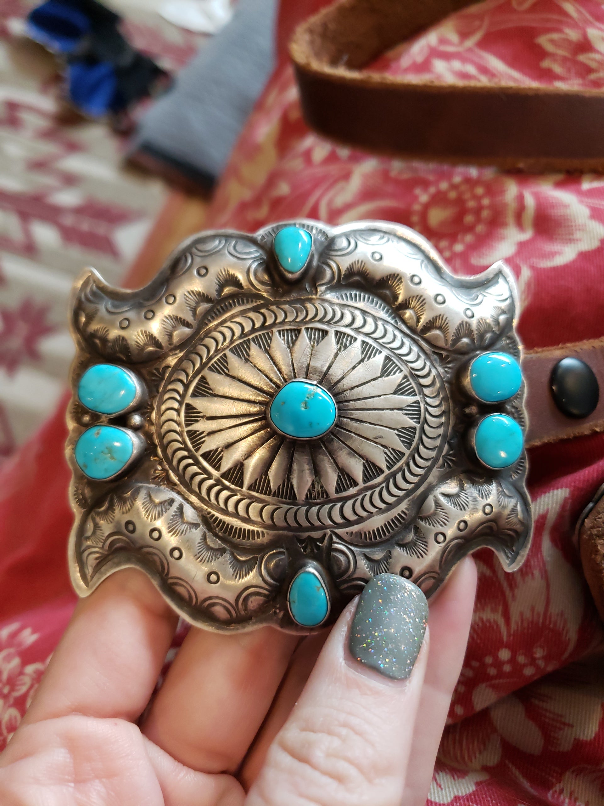 Sterling Silver Concho Belt by Larry Martinez