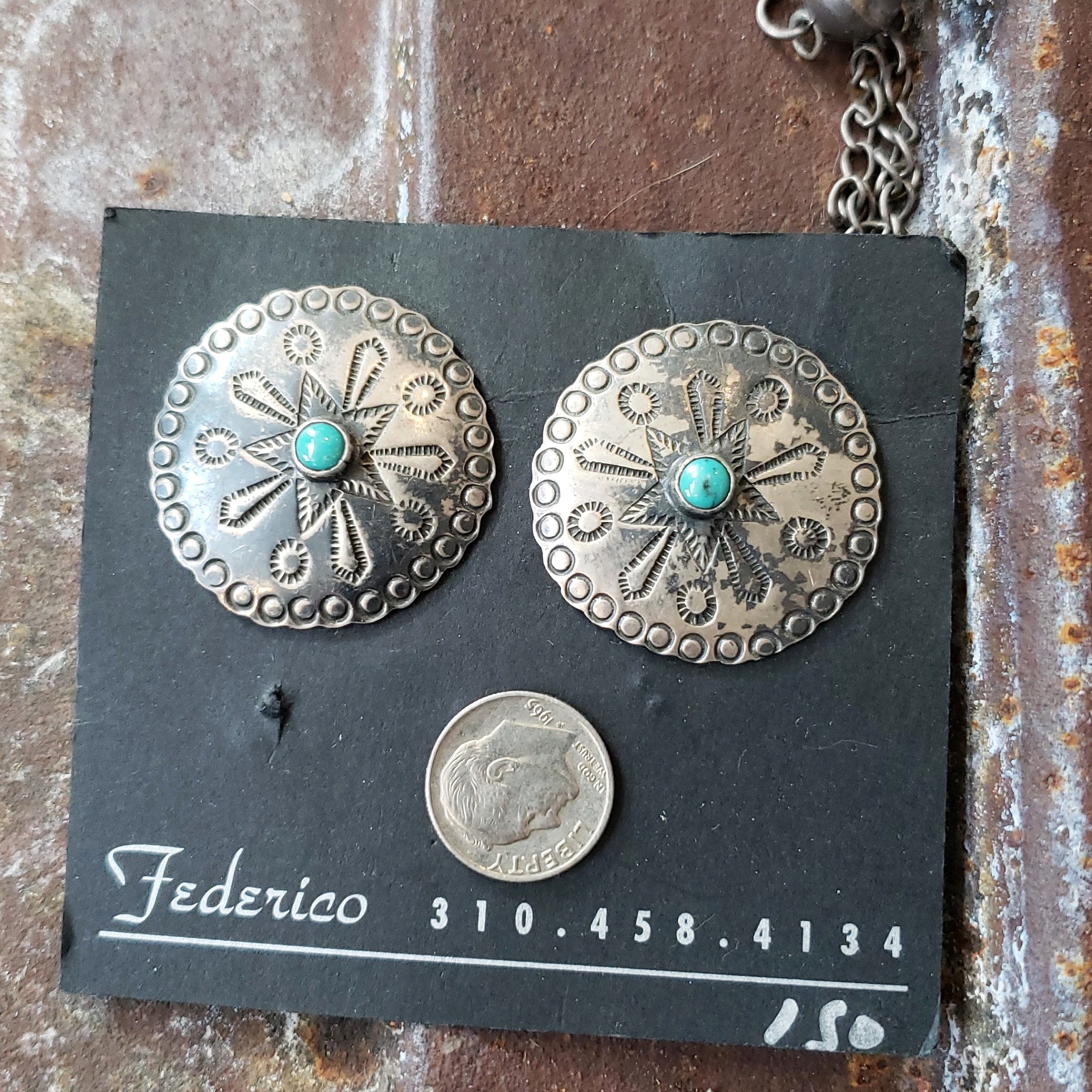 Federico Turquoise Concho Earrings SALE