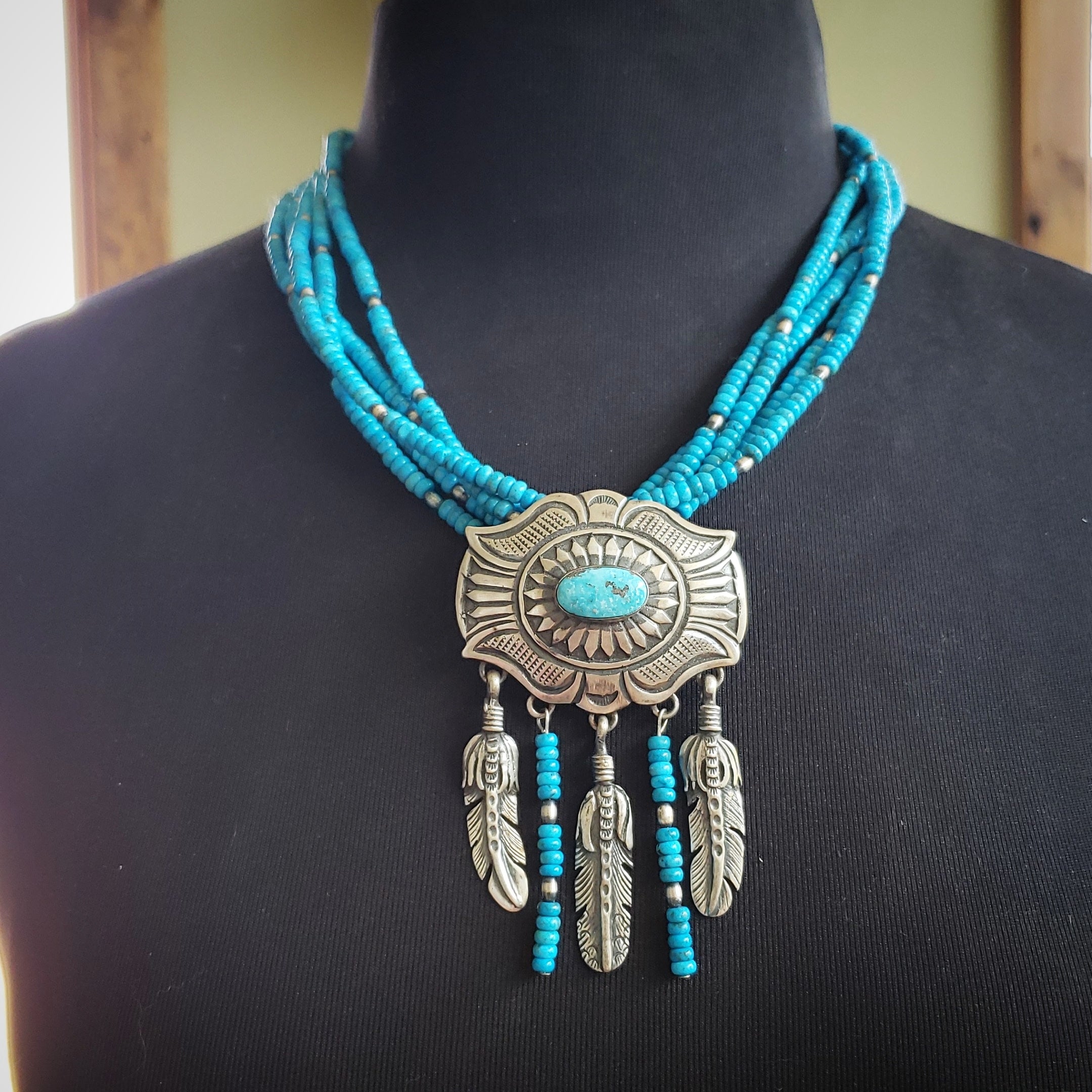 Turquoise Feathers Necklace SALE