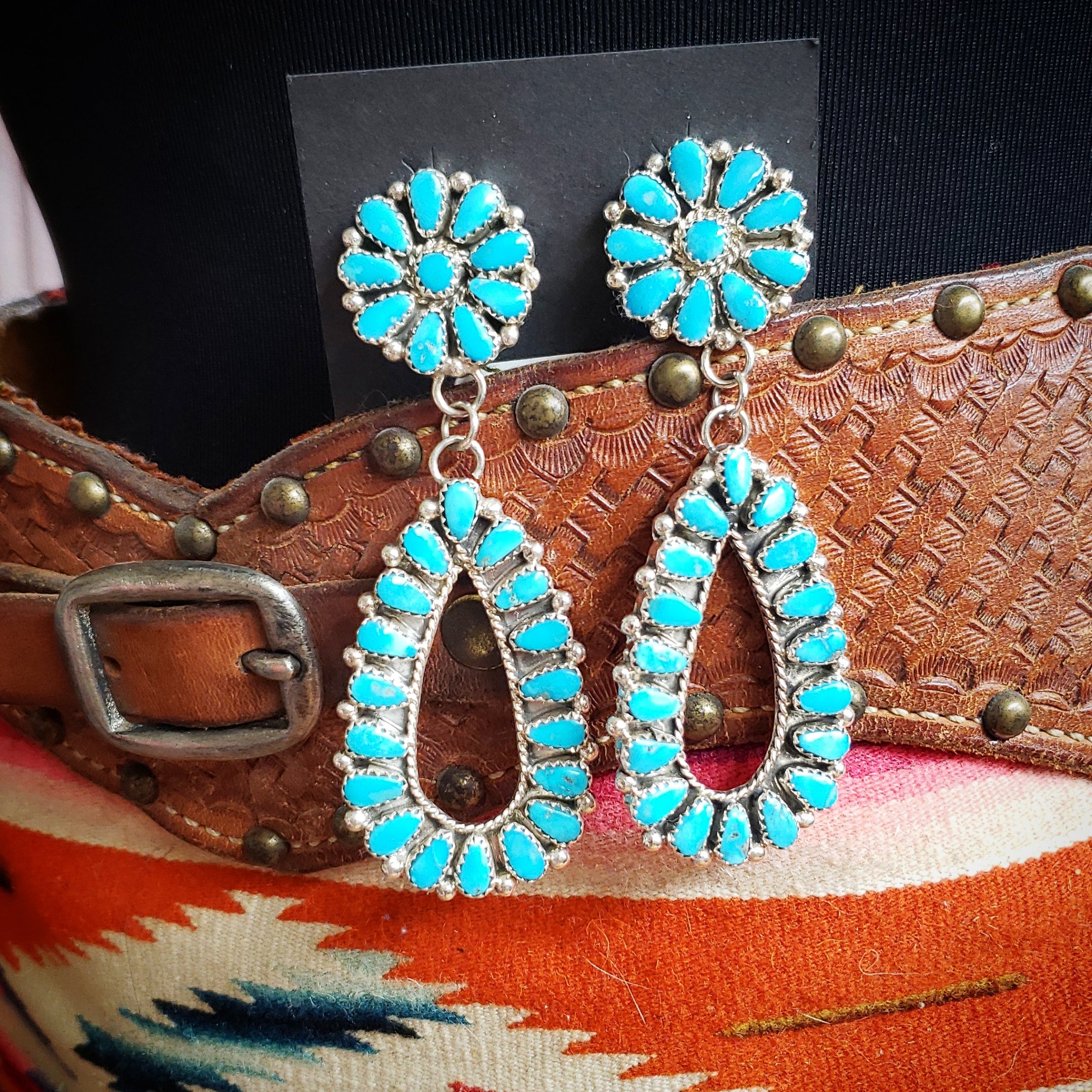 Tear Drop Turquoise Hoops SALE