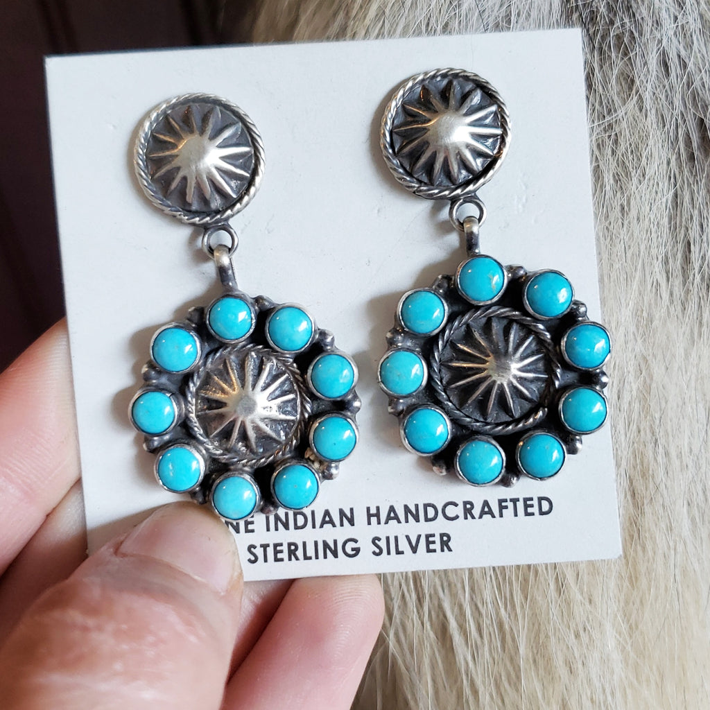 Bobby Platero Turquoise Concho Earrings SALE