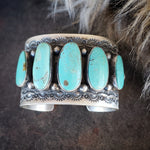 Turquoise 5 Stone Statement Cuff