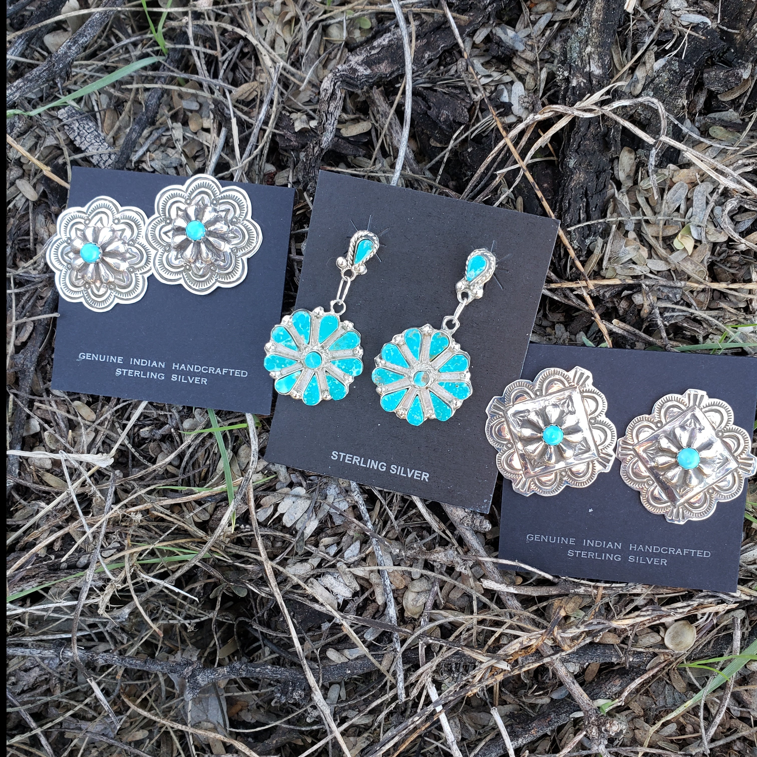 Middle Turquoise Cluster Earrings