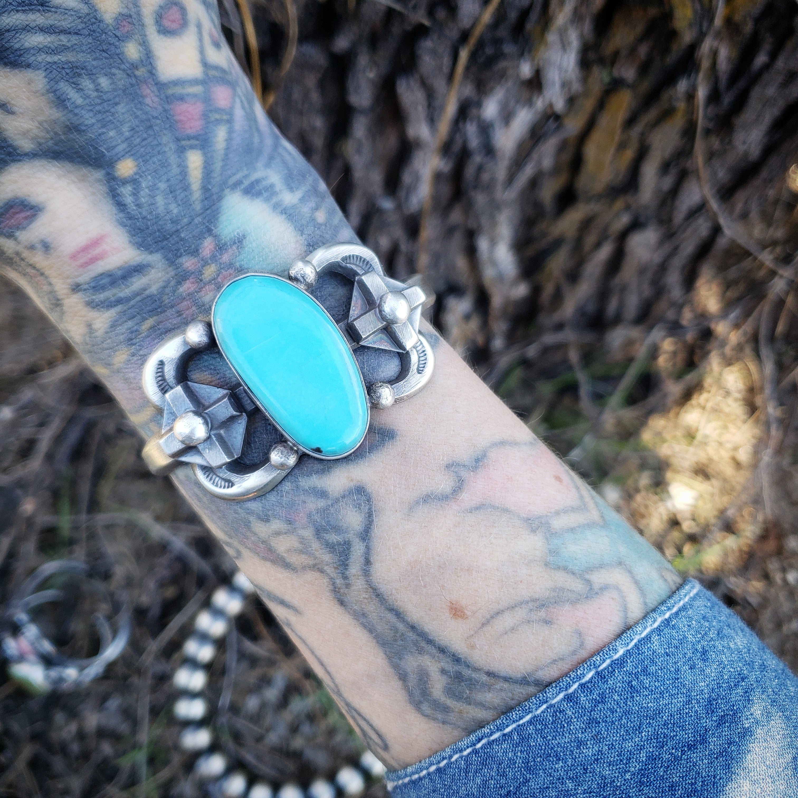 Turquoise Cross Sandcast Cuff SALE