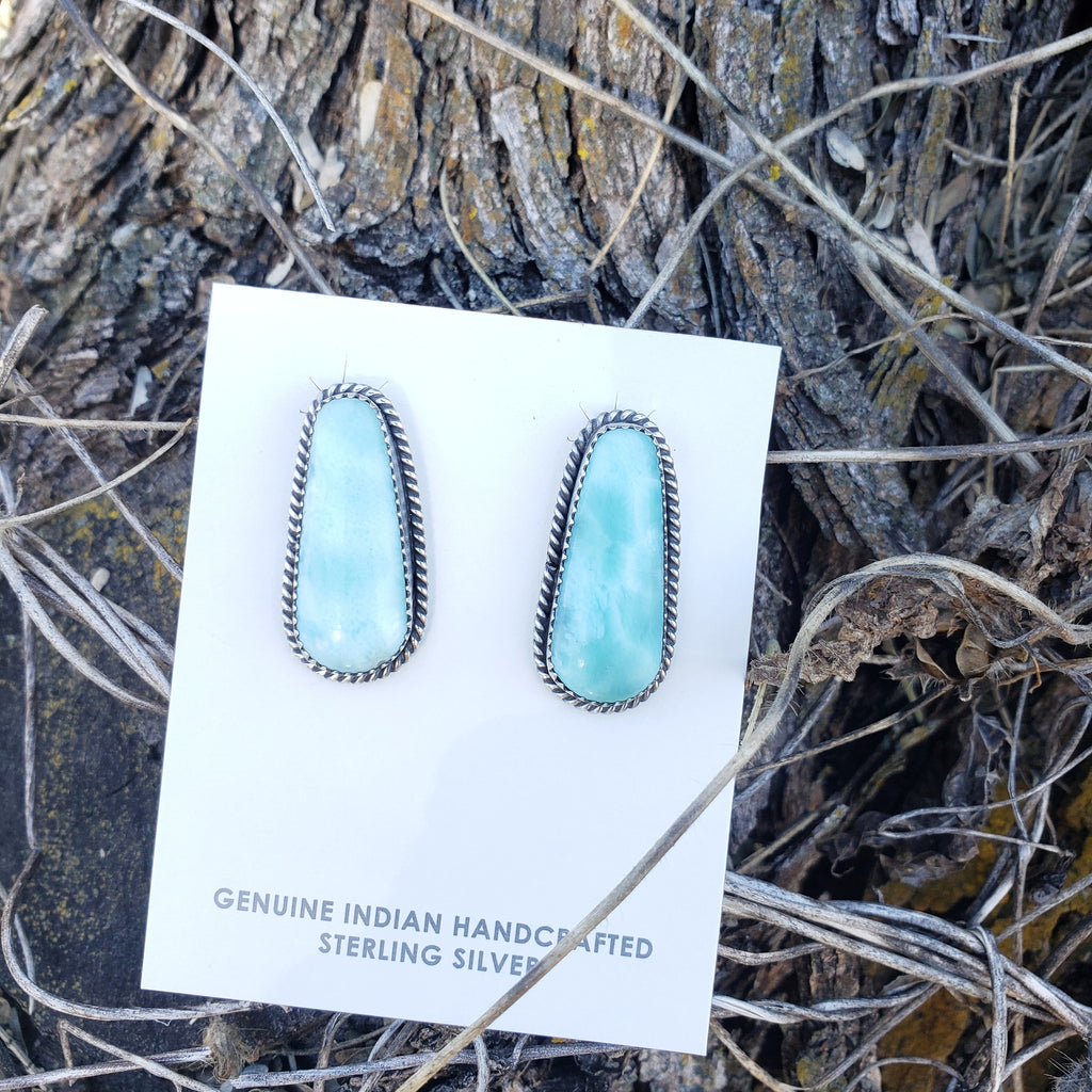 Larimar Post Earrings