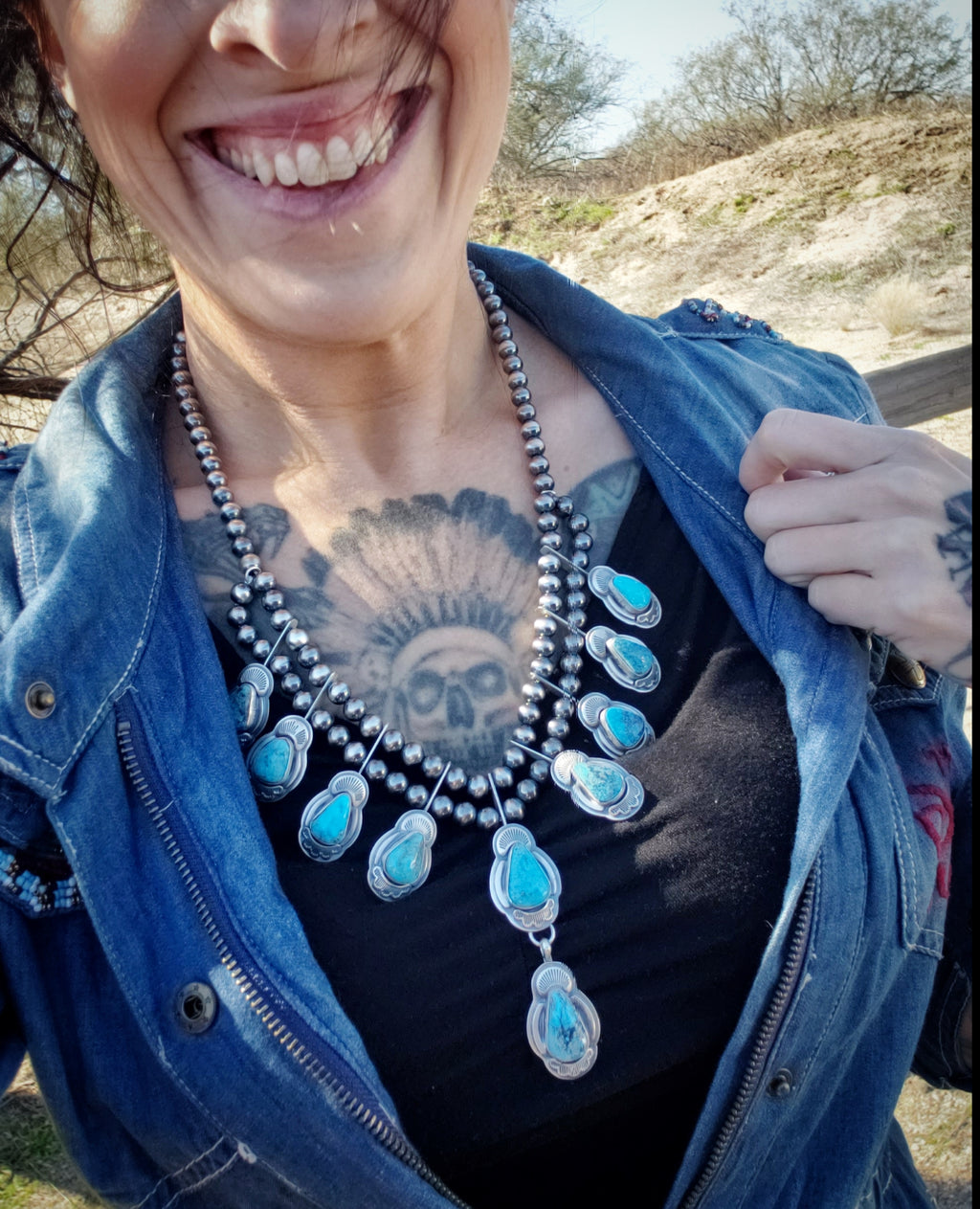 Turquoise Squash Blossom Lariat SALE