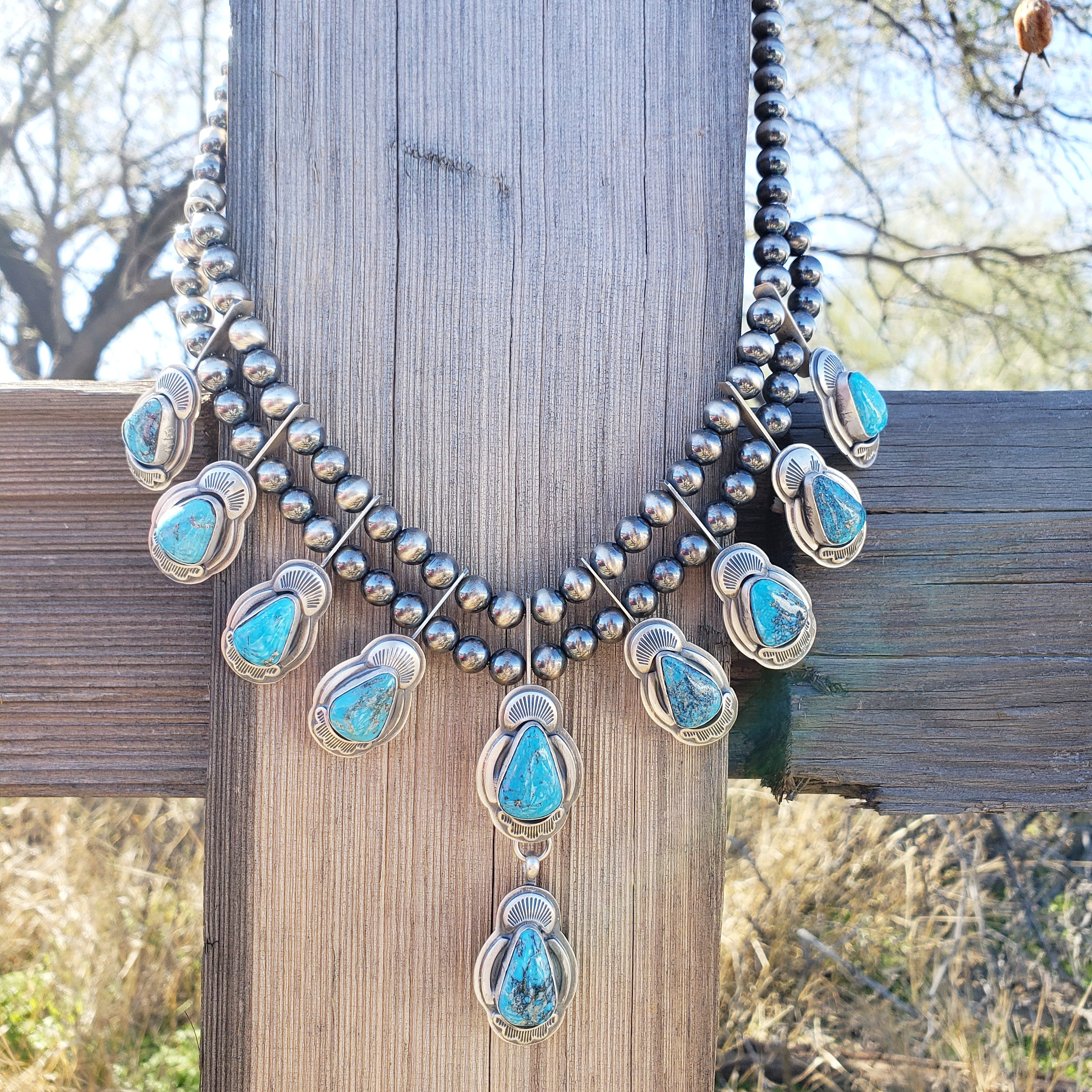 Turquoise Squash Blossom Lariat SALE