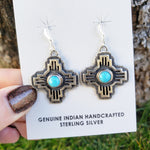 Turquoise Cross Earrings