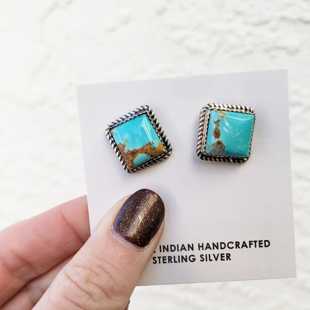 Turquoise Square Post Earrings SALE