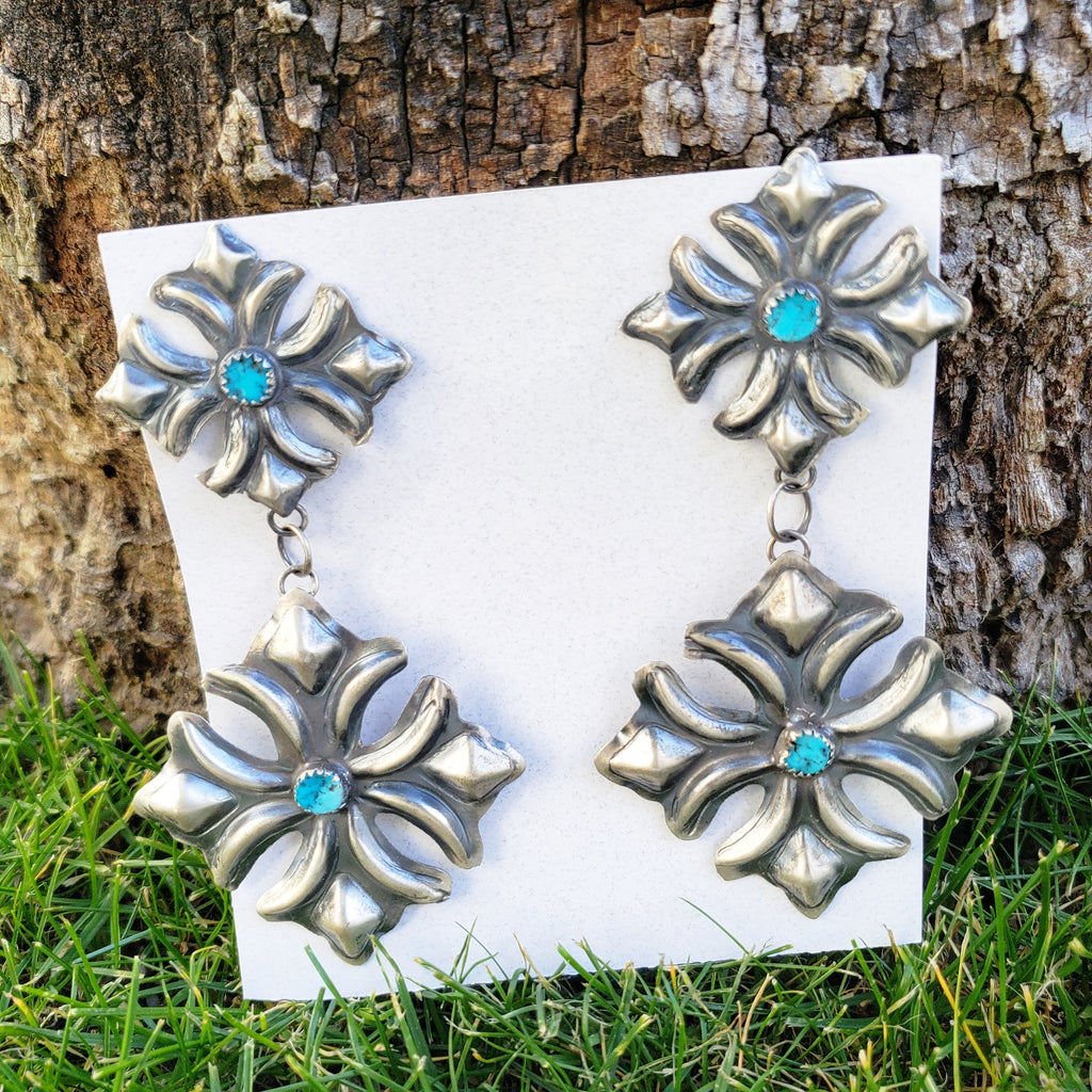 Turquoise Cross Statement Earrings SALE