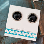 Chunky Sterling Onyx Stud Earrings