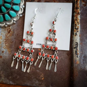 Zuni Coral Chandelier Earrings SALE