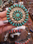 Huge 3" Turquoise Cluster Pin Broach