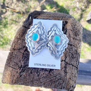 Turquoise Diamond Concho Earrings SALE