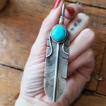 Turquoise Feather Pendant